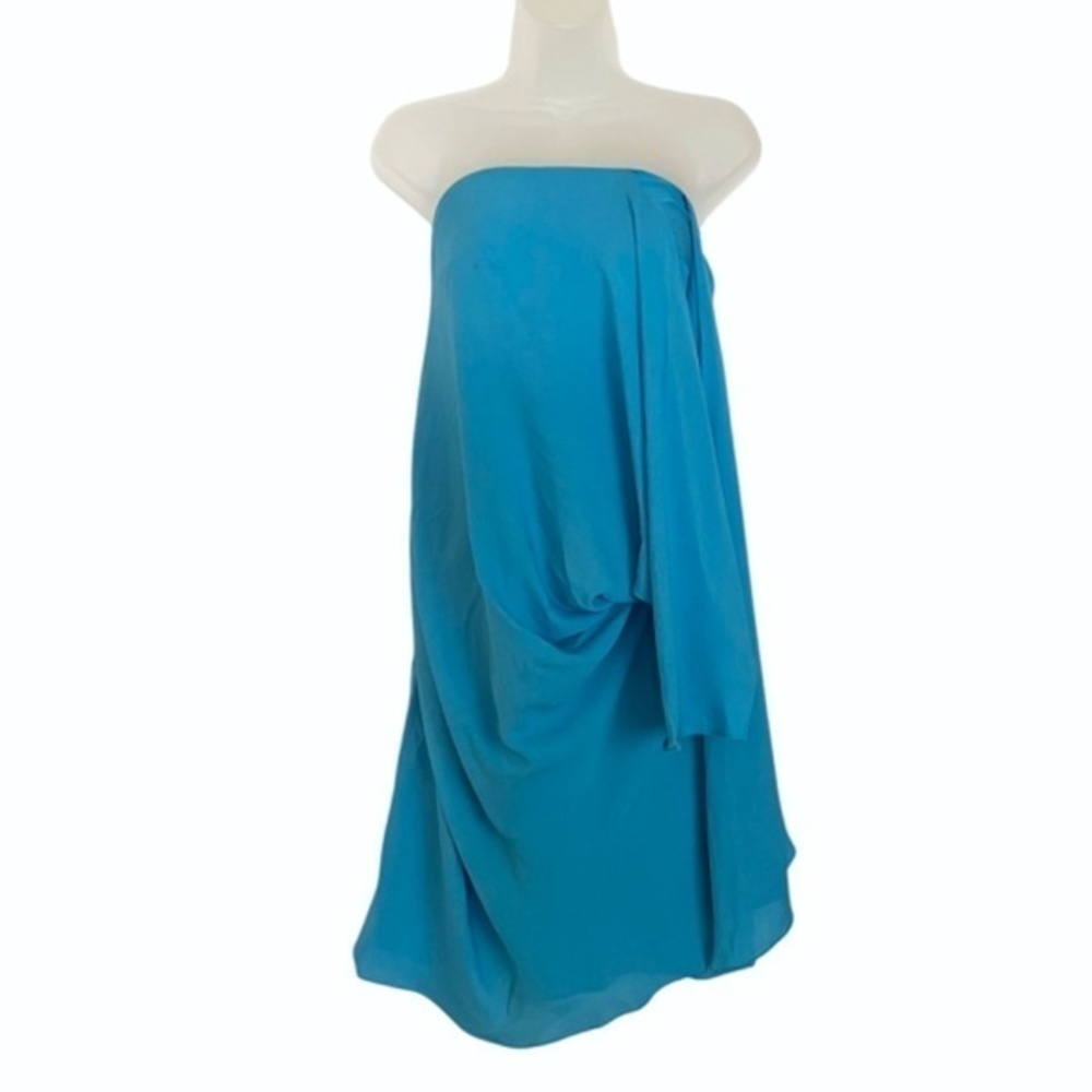 3.1 Phillip Lim Runway Silk Turquoise Blue Strapless Mini Dress Fall 2007